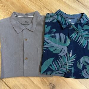 Bundle of 2 Tommy Bahama Men’s Short Sleeve Button up Grey Navy size XL